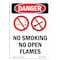 Signmission OSHA Danger Sign, No Smoking No Open Flames, 24in X 18in Decal, 18" W, 24" L, Portrait OS-DS-D-1824-V-1491 - alternate 1
